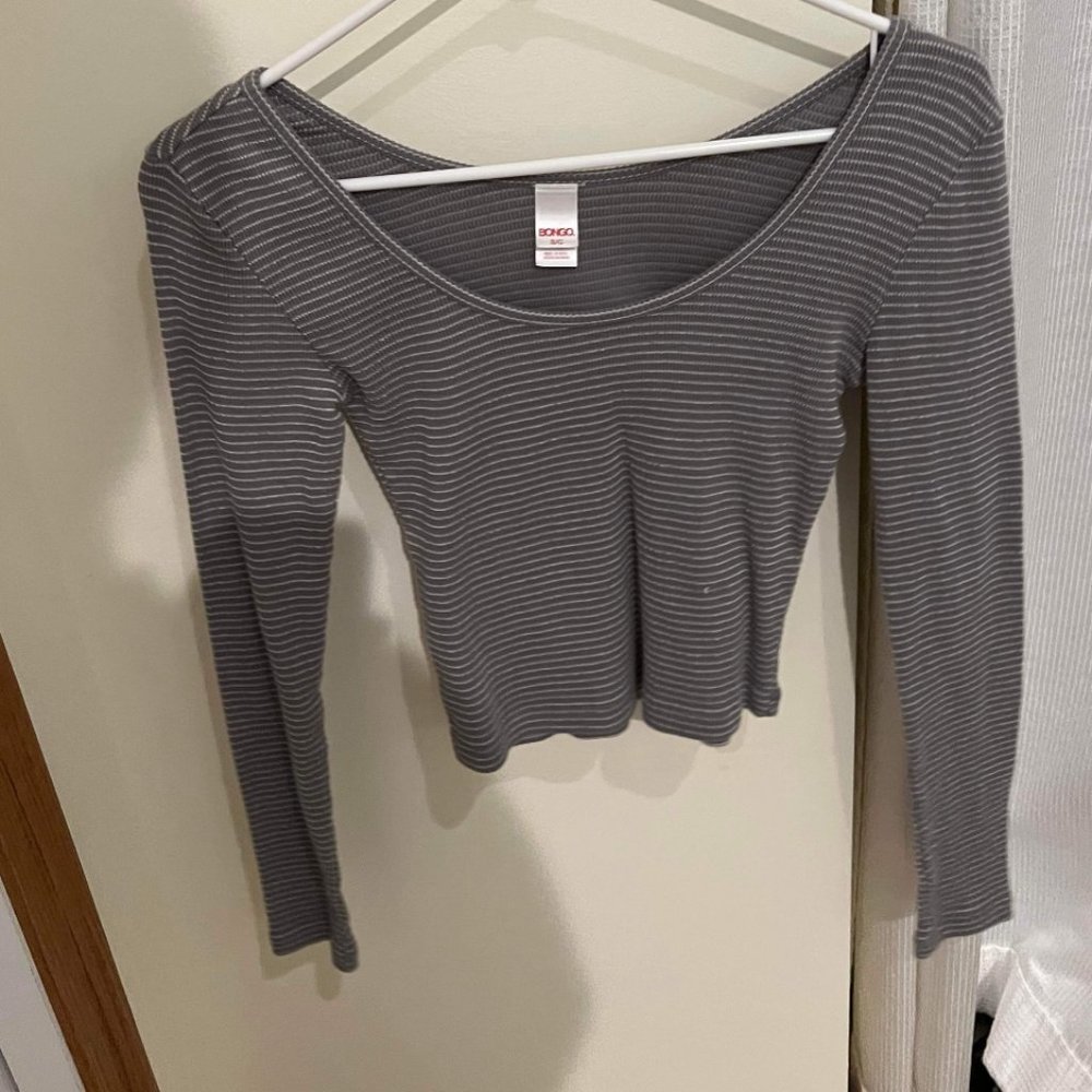 Grey and white striped top